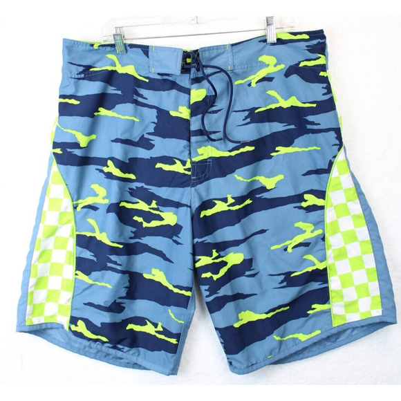 No Boundaries Board Shorts Swimwear Men 40 Summer Beach Multi Print Blue Green - Picture 1 of 10